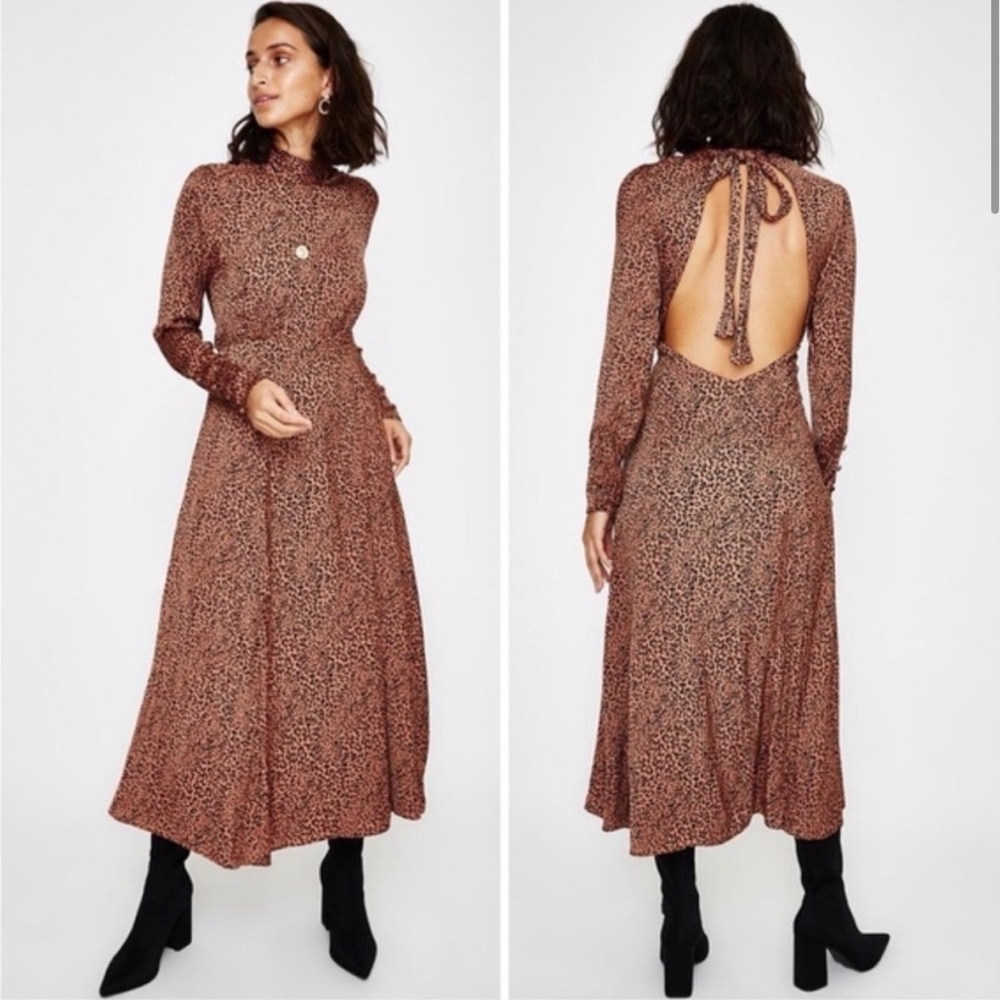 Free People Loveless Midi Dress in Leopard
